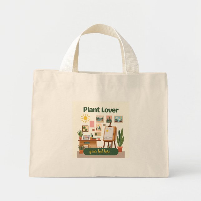 Bolsa Tote Mini Verdura Personalizada & Design de Espaço de Trabal (Frente)