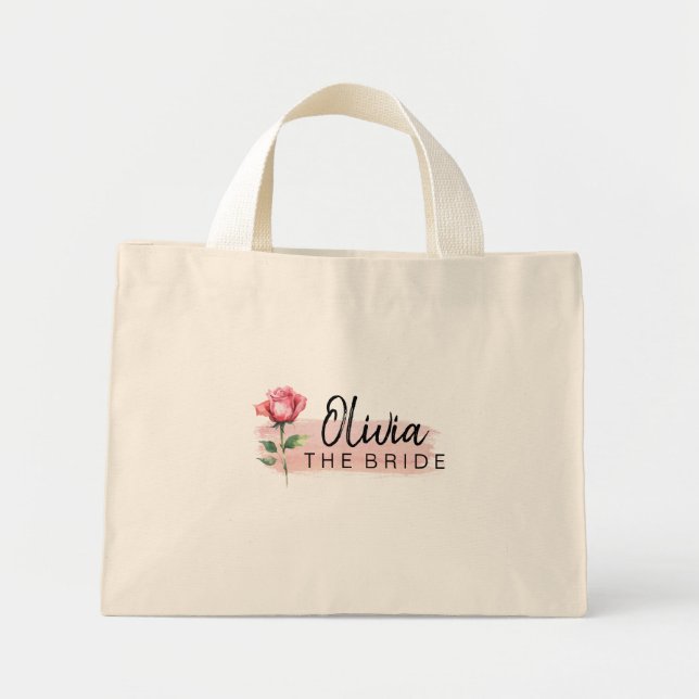 Bolsa Tote Mini Viagem alegre Rosa Rosa Tote Bag - para noivas e o (Frente)