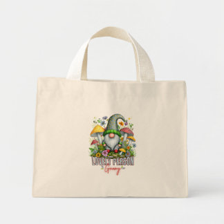 Bolsa Tote Mini Vintage Style Lovely Gnome com Mushroom Art