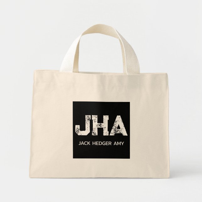 BOLSA TOTE MINI WHITE THREE LETTER MONOGRAM NAME BLACK NATURAL (Frente)