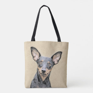 Bolsa Tote Miniatura Pinscher Pintando Bela Arte Original de