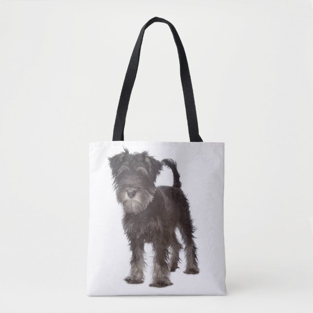 Bolsa Tote Miniatura Schnauzer Canvas de Cachorro Cachorro (Frente)
