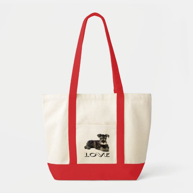 Bolsa Tote Miniatura Schnauzer Canvas de Cachorro Cachorro Bo (Frente)