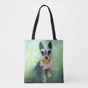 Bolsa Tote Miniatura Schnauzer Cão Cachorro - Pintura de Cura