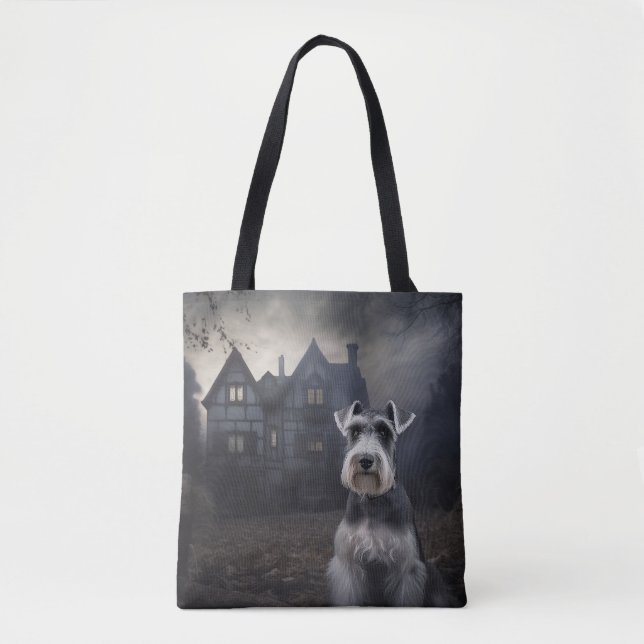 Bolsa Tote Miniatura Schnauzer Halloween Scary (Frente)