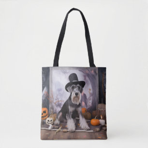 Bolsa Tote Miniatura Schnauzer Pumpkins Halloween Assustado