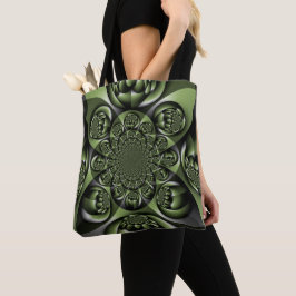 Bolsa Tote Miniesferas de Floresta Verde Branca