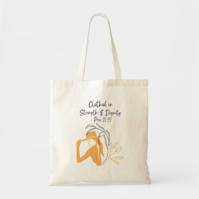 Bolsa Tote Mínima Vestida Em Forte Boho Woman Lineart (Frente)