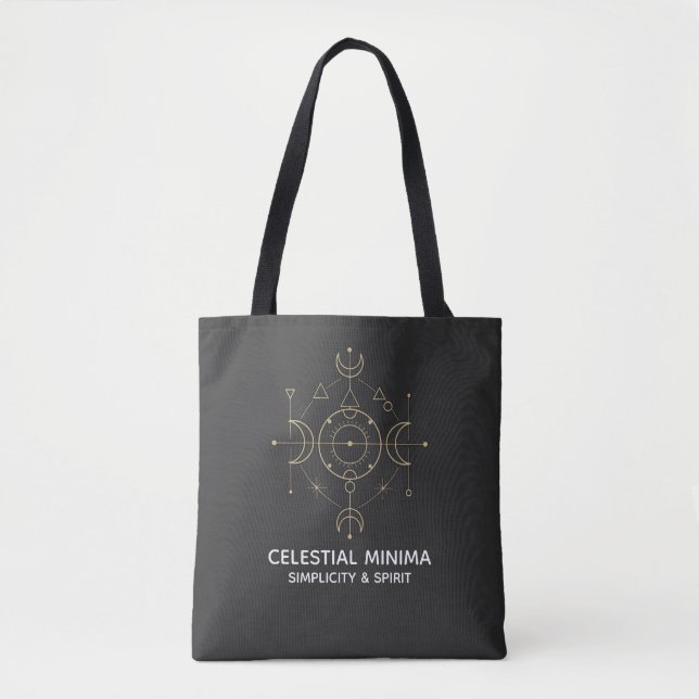 Bolsa Tote Minimal Crescent Moon & Sun Line Art | Boho Style (Frente)