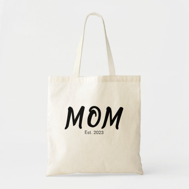 Bolsa Tote Minimal Elegant Bold Custom Date Mom (Frente)