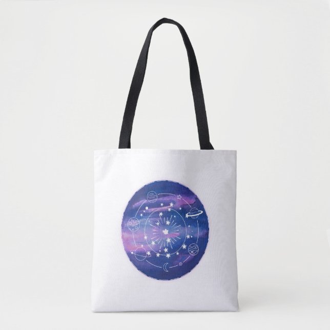 Bolsa Tote Minimal Galaxy Moon Design | Cosmic Aesthetic Art (Frente)