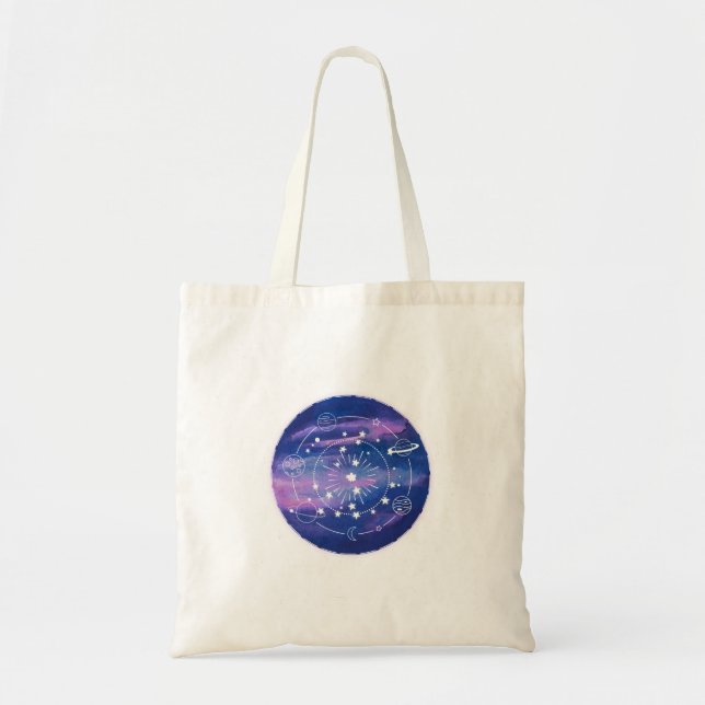 Bolsa Tote Minimal Galaxy Moon Design | Cosmic Aesthetic Art (Frente)