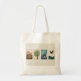 Bolsa Tote Minimal Nature Set – Mountain & Tree Art