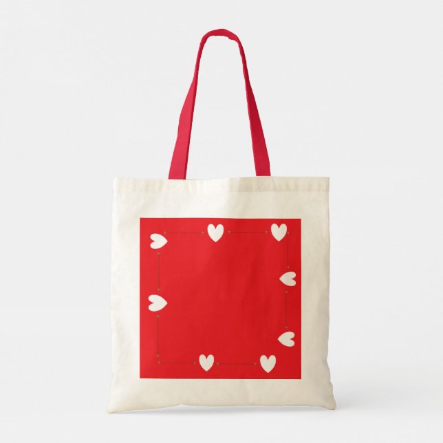 Bolsa Tote Minimal Red Heart Tote Bag – Cute Love Design (Verso)