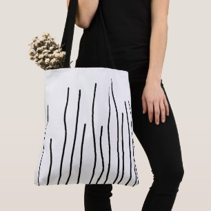 Bolsa Tote Minimalismo das Linhas Brancas Negras de abstrato