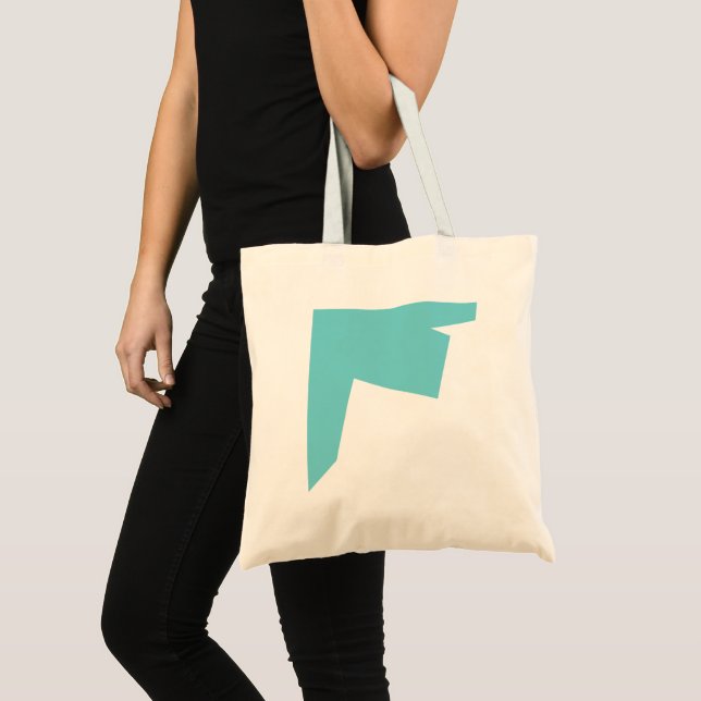 Bolsa Tote Minimalismo de abstrato Art Azul Branco (Frente (produto))