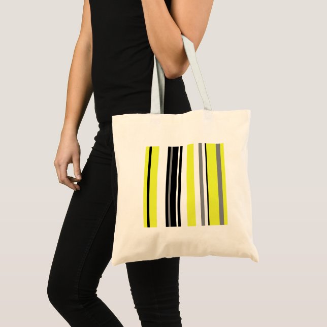 Bolsa Tote Minimalismo Listras Amarelas e Pretas (Frente (produto))