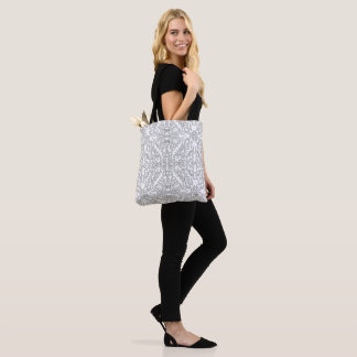 Bolsa Tote Minimalist Grey Floral Pattern