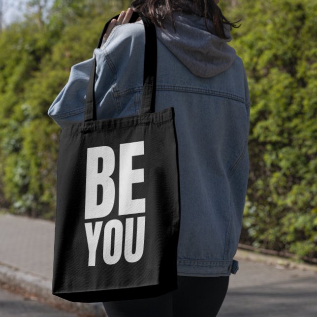 Bolsa Tote Minimalist inspirational quote "BE YOU" (Criador carregado)