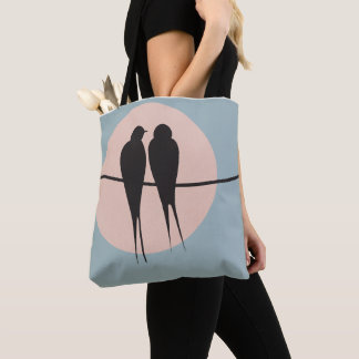 Bolsa Tote Minimalist Lovebirds on a Wire
