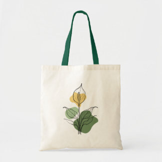 Bolsa Tote Minimalist Peace Lily Line Art Tote