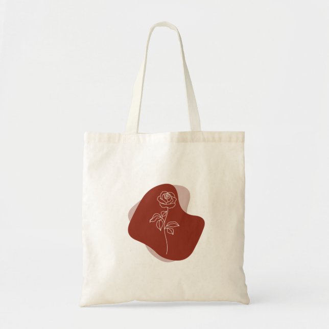 Bolsa Tote Minimalista Abstrato Boho Rosa (Frente)