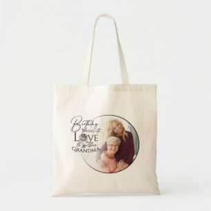 Bolsa Tote Minimalista Aniversário Fotografia Caligrafia Avó