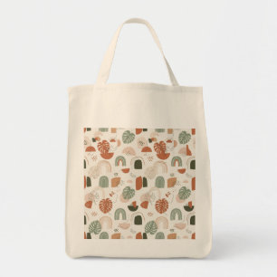 Bolsa Tote Minimalista Boho Folhas de Monstera Estética Sem C
