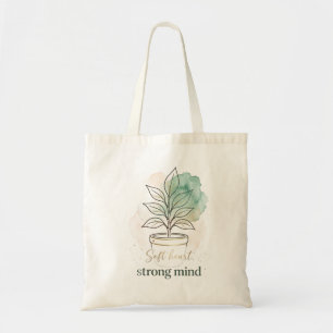 Bolsa Tote Minimalista Boho Planta Aquarela Gráfica - Coração
