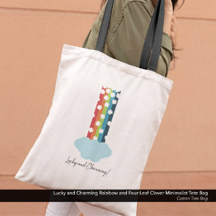 Bolsa Tote Minimalista de folga do Arco-Íris 4 Folha, Sortudo
