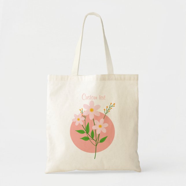 Bolsa Tote Minimalista Floral Rosa (Frente)