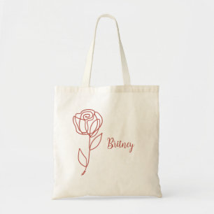 Bolsa Tote Minimalistic Boho Rose With Custom Name