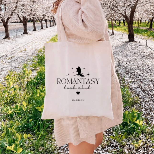Bolsa Tote Mínimo Black 'Romantasy Book Club' Personalizado (Criador carregado)