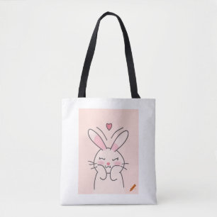 Bolsa Tote "Mínimo Carniceiro de Design de coelho Coração - N