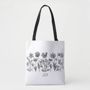 Bolsa Tote Mínimo de Flores Selvagens, bohemiam mínimo