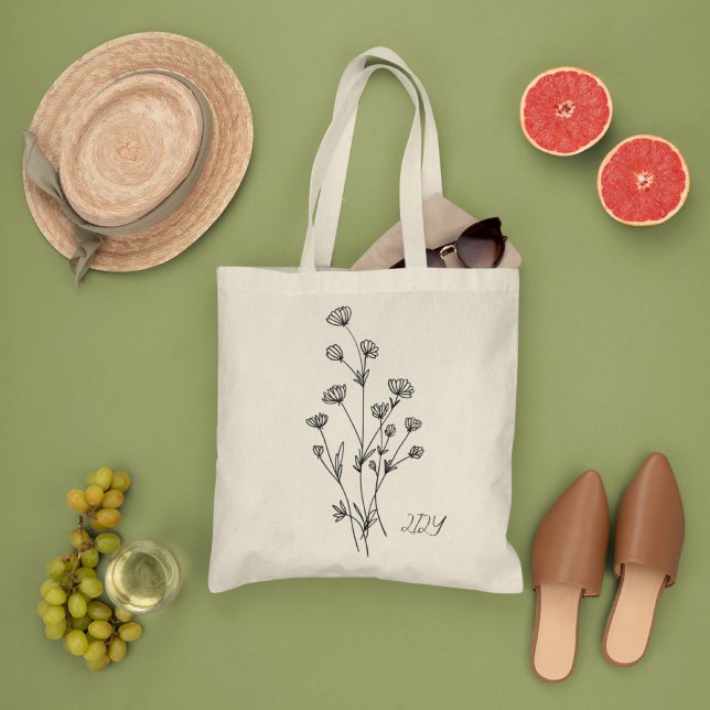 Bolsa Tote Mínimo de Flores Selvagens, bohemiam Mínimo Tote B (Criador carregado)