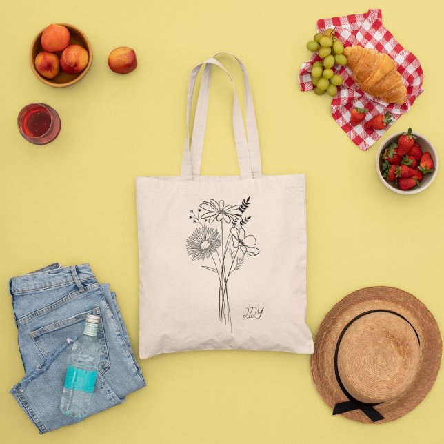 Bolsa Tote Mínimo de Flores Selvagens, bohemiam Mínimo Tote B (Criador carregado)