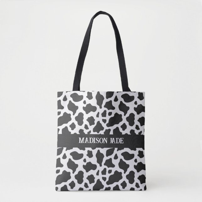 Bolsa Tote Mínimo de impressão animal Impressão Monograma de  (Frente)