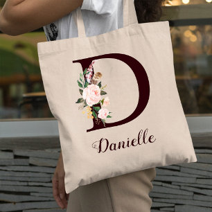 Bolsa Tote Mínimo - Letra D Blush - Presente Personalizado Fl