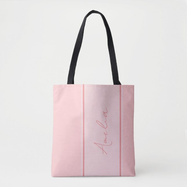 Bolsa Tote Mínimo personalizado cor-de-rosa (Frente)