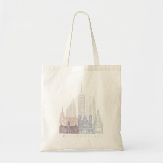 BOLSA TOTE MINNEAPOLIS SKYLINE POSTER PASTEL (Frente)
