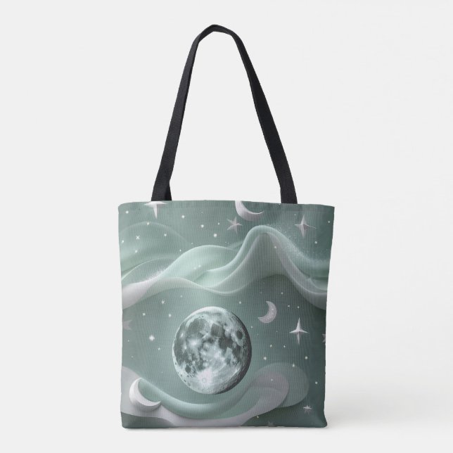 Bolsa Tote Mint Green Moon Fresh Calming Aesthetic (Verso)