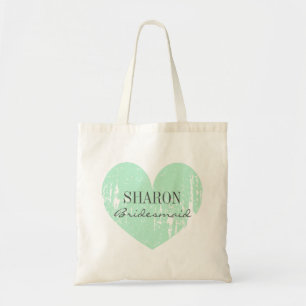 Bolsa Tote Mint green vintage coração bridesmaid tote bags