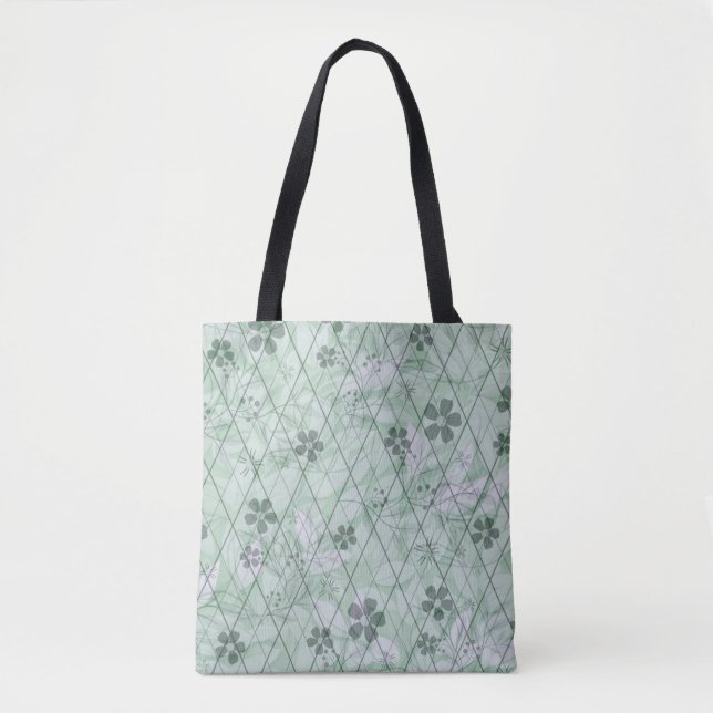 Bolsa Tote Mint Green Vintage inspirou Garden Diamond (Frente)