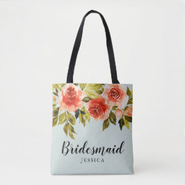 Bolsa Tote Mint Green Watercolor - Bridesmaid de Casamento Fl