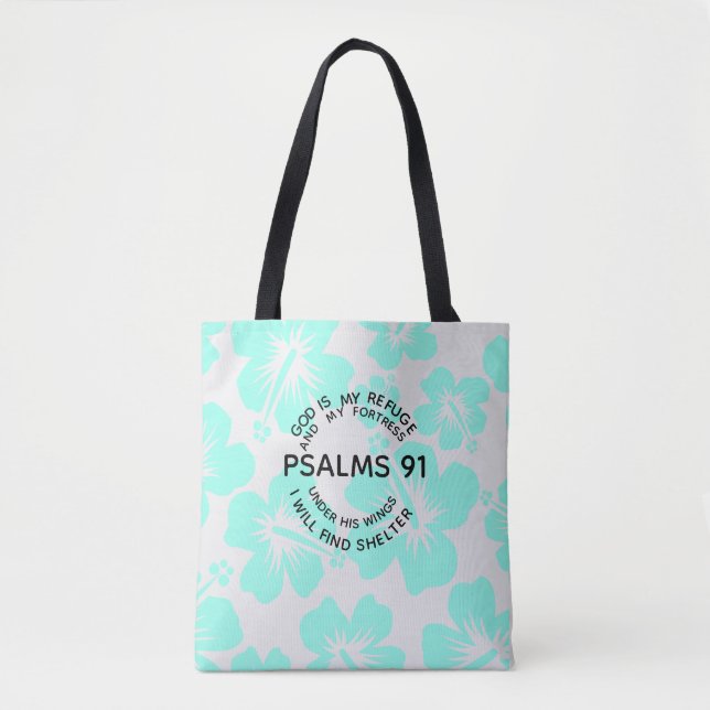Bolsa Tote Mint psalms 91 flower  (Frente)