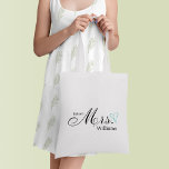 Bolsa Tote Mint Scribled Heart Future Sra.<br><div class="desc">Design de festa de noiva personalizada.</div>