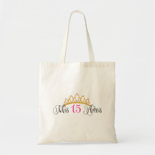 Bolsa Tote Mis 15 Anos Quinceanera Dourada Tiara Pink