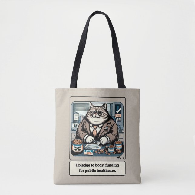 Bolsa Tote Mischievous Meows: O Político Do Gato Crafado (Frente)