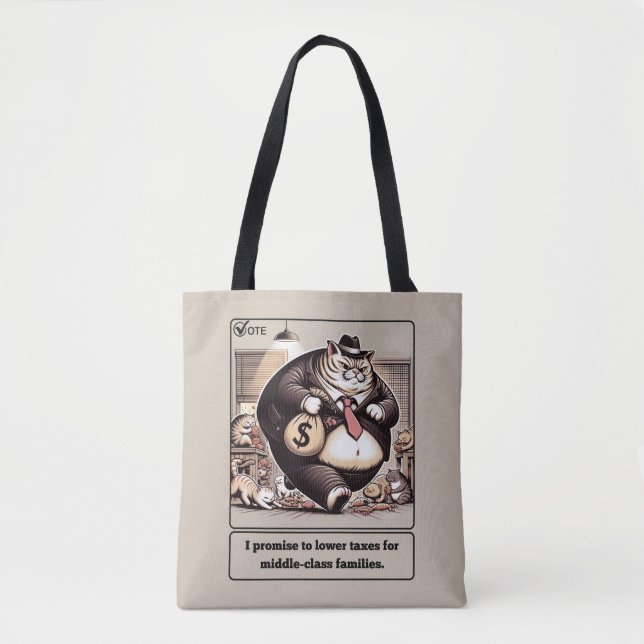 Bolsa Tote Mischievous Meows: O Político Do Gato Crafado (Frente)